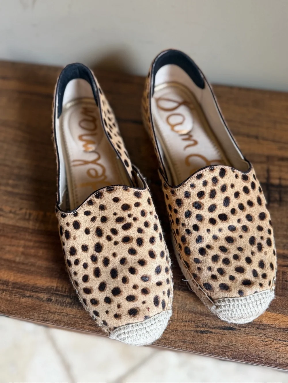 Sam Edelman Kesia Animal Print Pony Hair Leather Espadrilles  Size 7